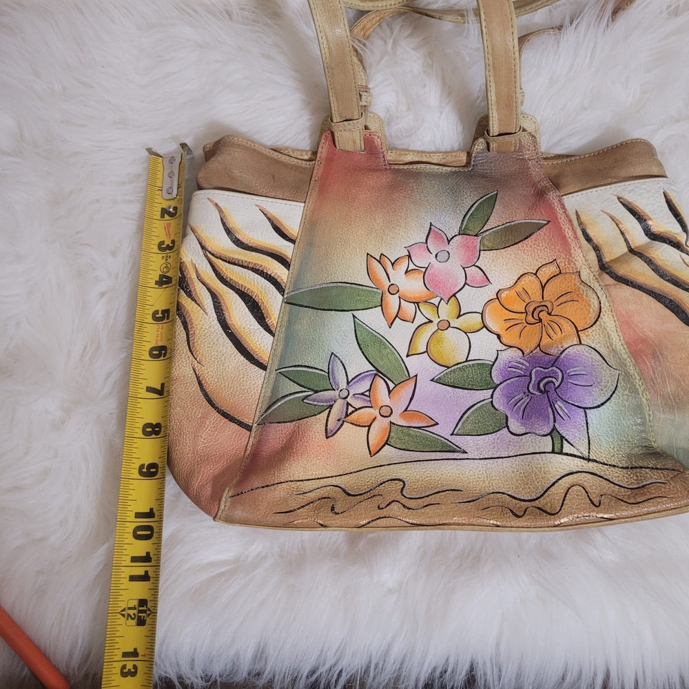 Vtg Hand Painted Great American Leatherworks Tote - Picture 11 of 12